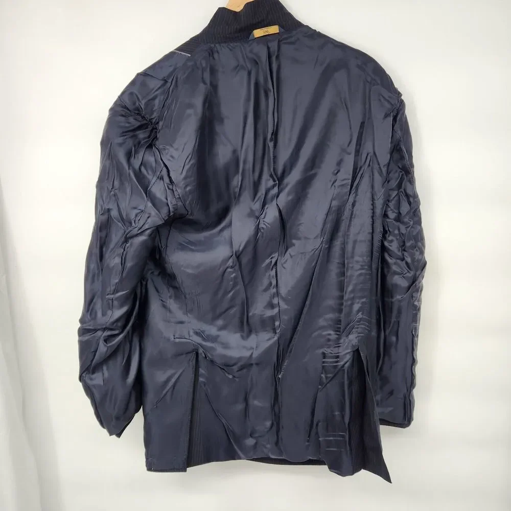 Brooks Brothers‎ 346 Jacket Dark Blue w/ Blue & Gray Pinstripe Blazer Wool 46L